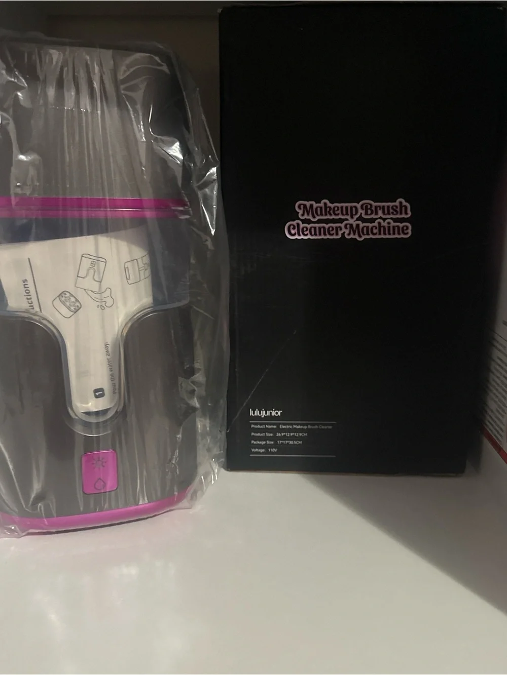 Pink & Black Ultrasonic Makeup Brush Cleaner Machine